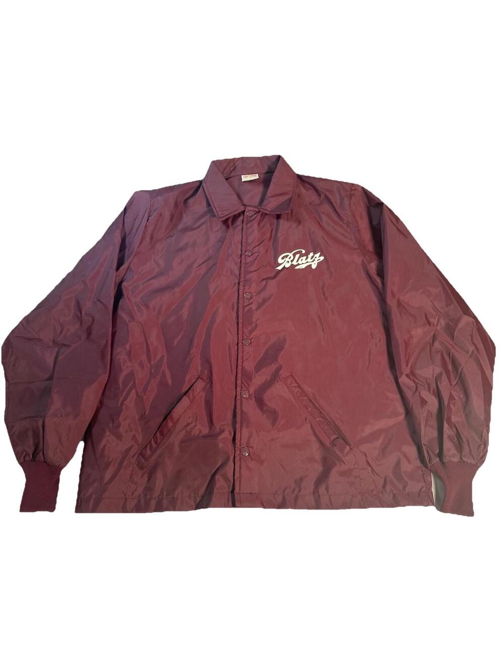 Vintage Blatz Beer Jacket Button Snap 80s Delivery Workwear Rare USA Men’s Large